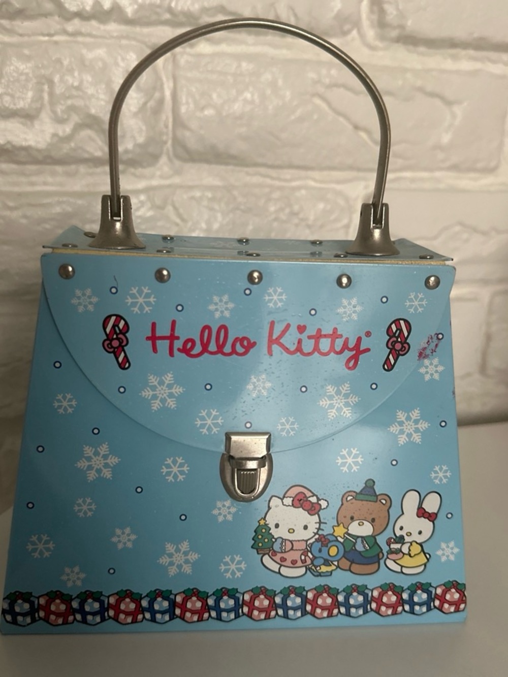 Hello Kitty Blue Holiday Top-Handle Mini Bag